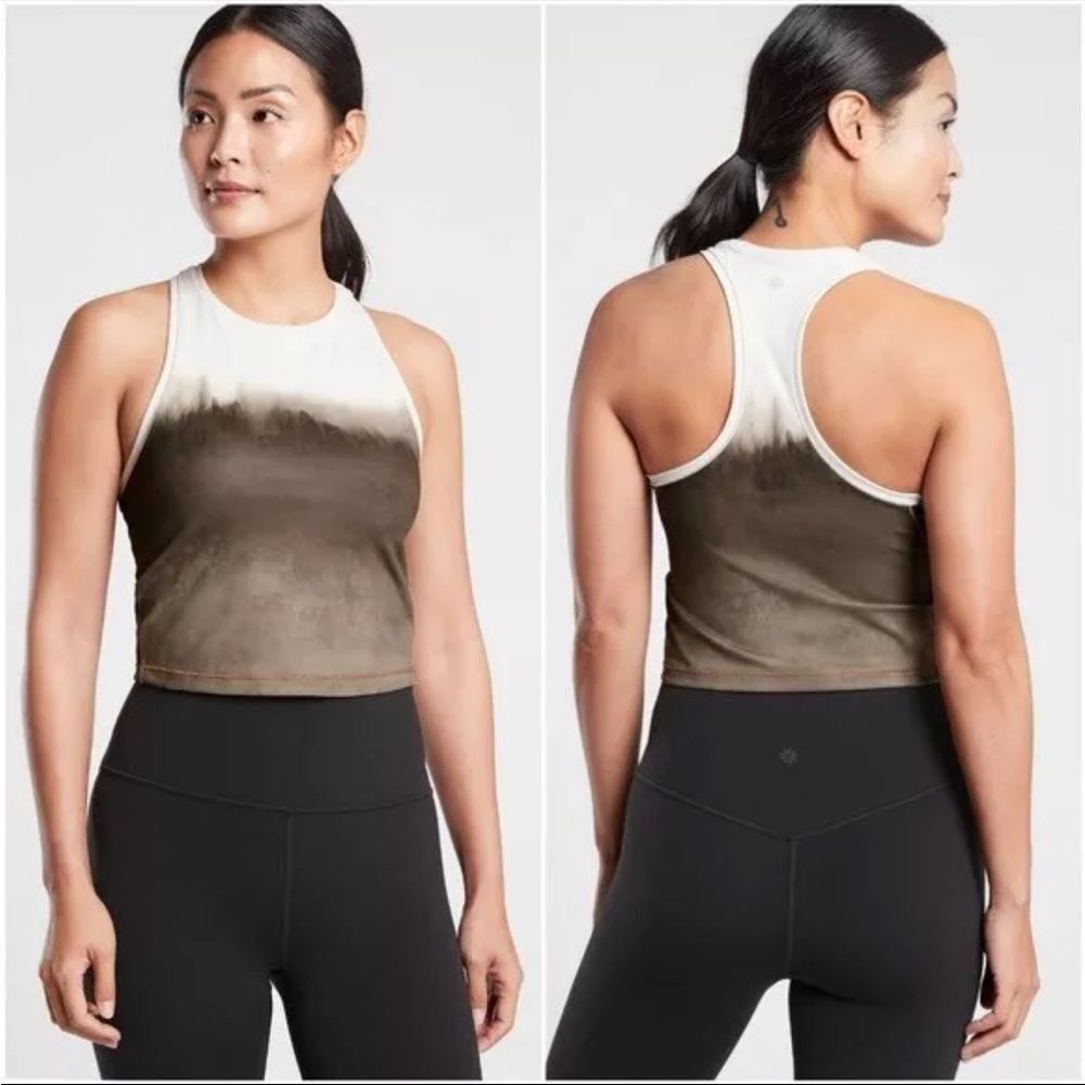 Athleta Shanti Ribbed Watercolor Crop Tank Size 2X